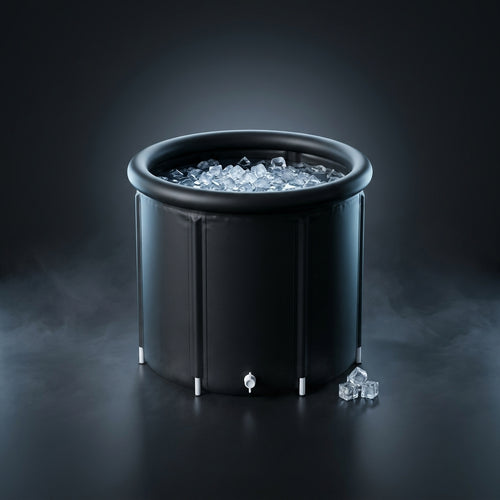 PolarPulse portable ice bath filled with ice