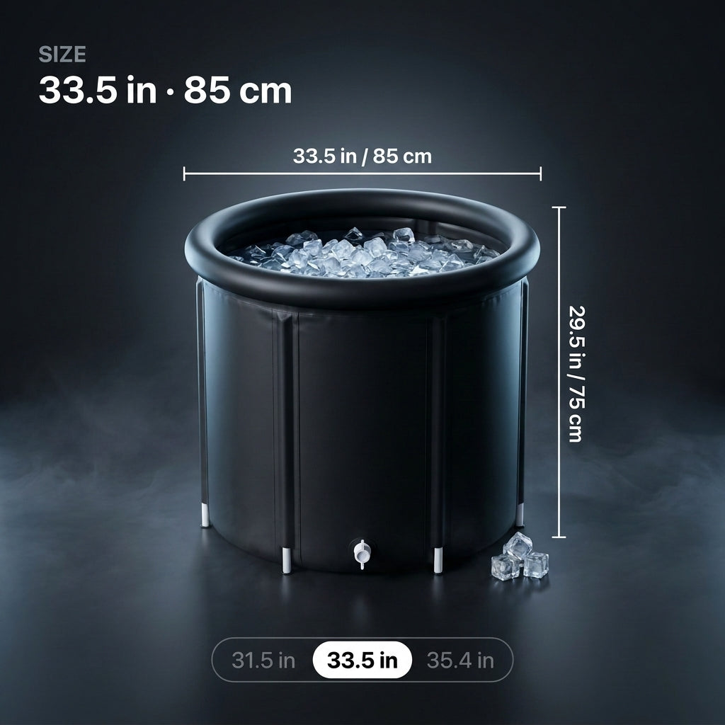 PolarPulse ice bath, 33.5 in / 85 cm diameter, 29.5 in / 75 cm tall